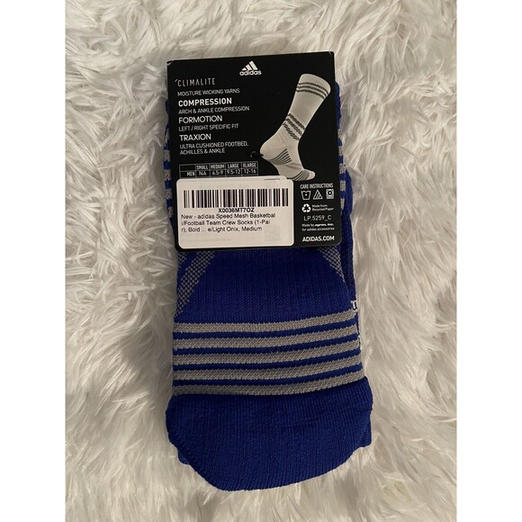 New Adidas medium Speed Mesh Crew Football Blue Socks Climalite - Picture 2 of 2